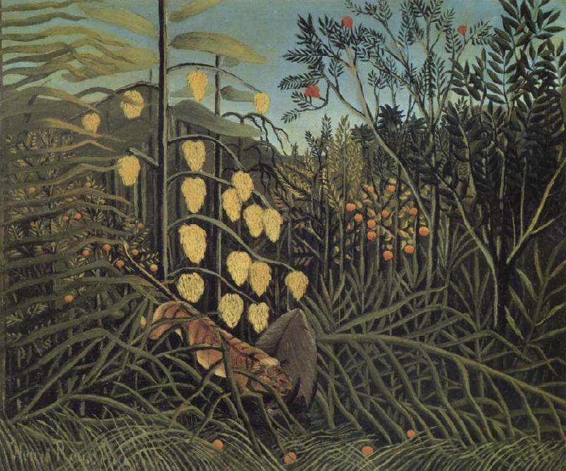 Henri Rousseau In a Tropical Forest.Struggle between Tiger and Bull oil painting picture